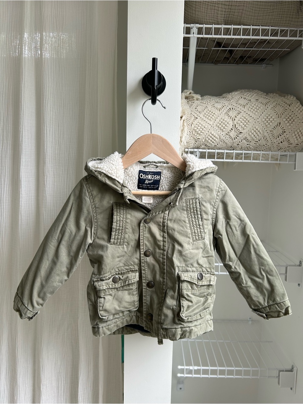 OshKosh B'gosh Olive Green Hooded Sherpa Jacket